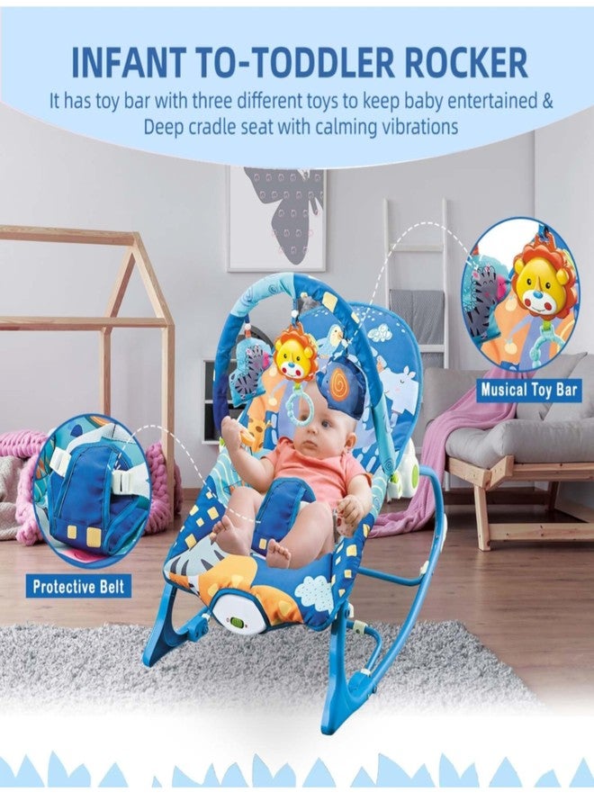 Richtots Premium Baby Rocker Chair Comfortable & Soothing Bouncer for Newborns. Multi-Position Recline, Vibrations, Removable Toys. Portable Design-Indigo(Color-Grey) - Image 4
